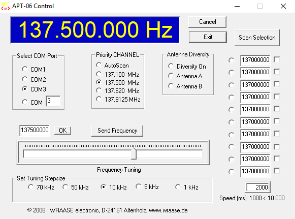 Screenshot of the APT-Control software for Windows