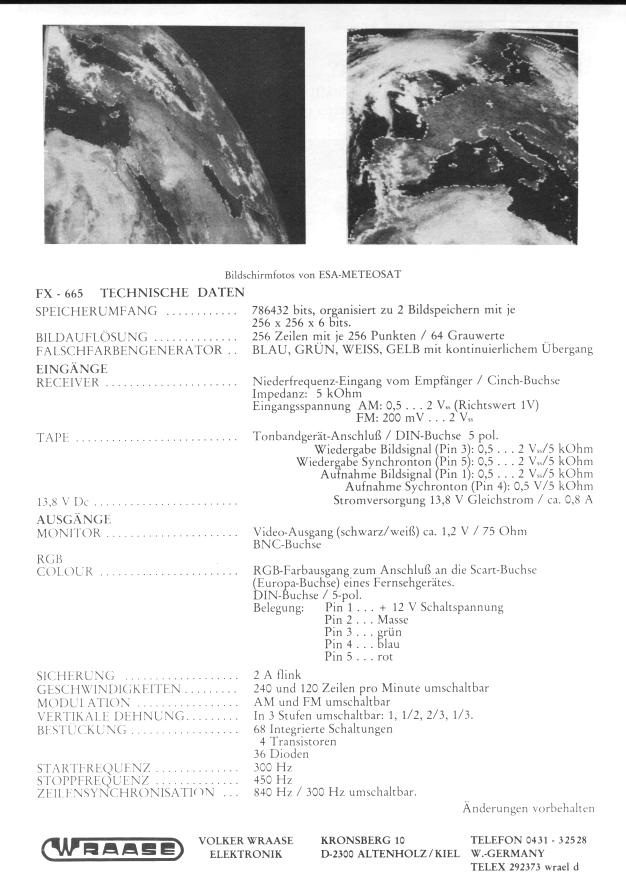 FX-665 WRAASE Faksimile Bildspecher Wetterbildkonverter